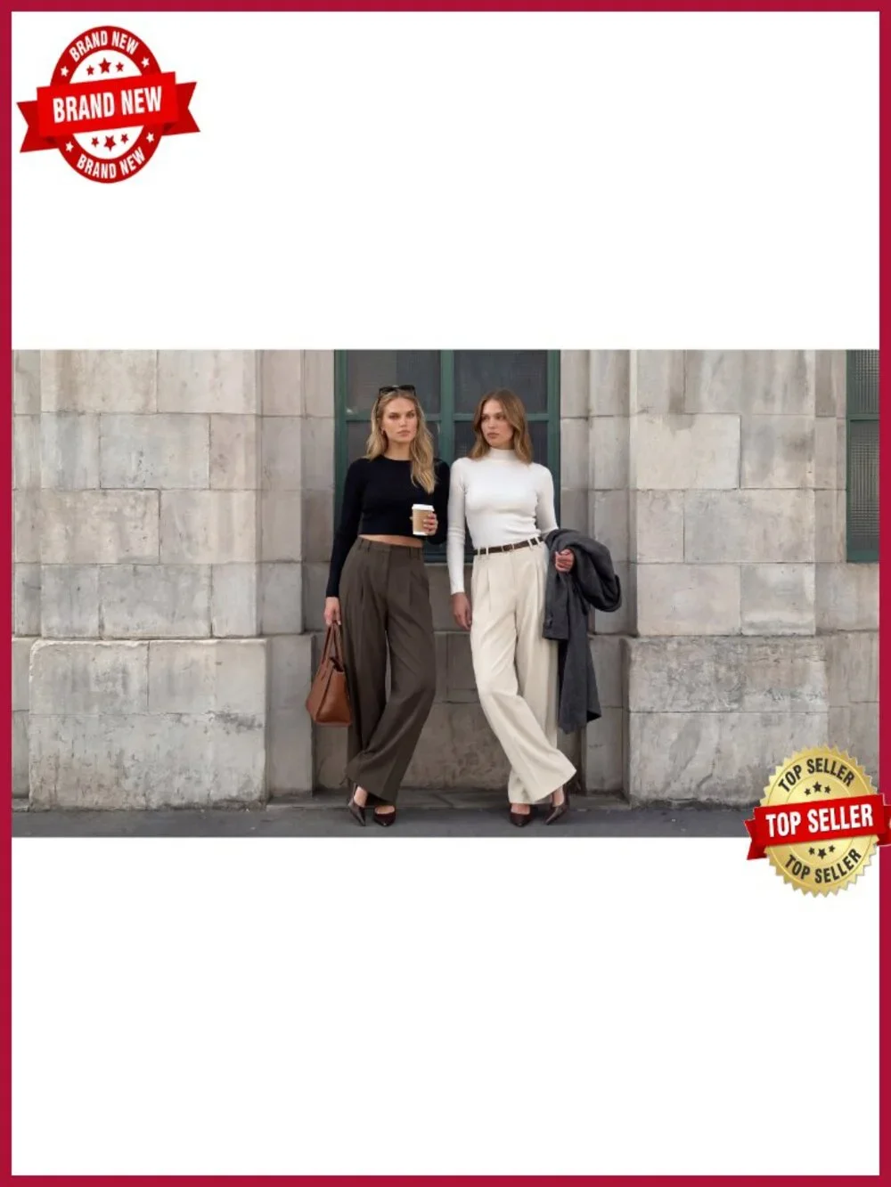 Women's High Waisted Wide Leg Pants Pleated Loose Palazzo Slacks Work Office